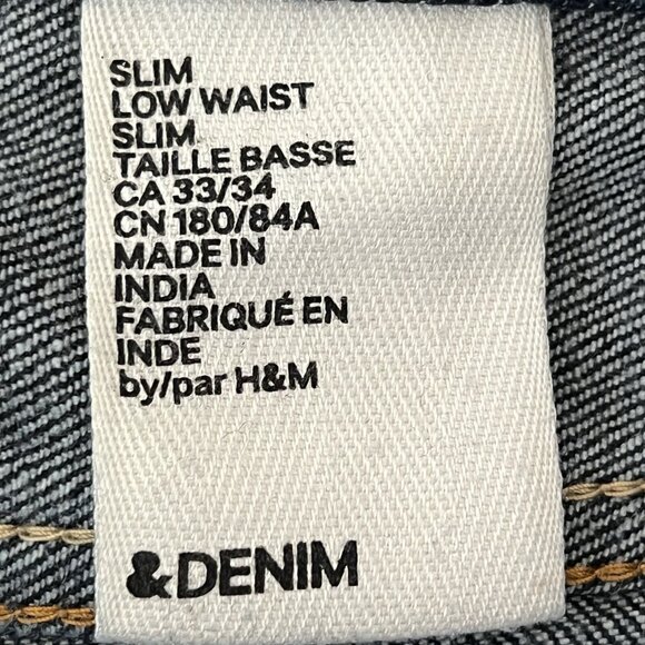 Conscious & Denim Men's Navy Slim Fit  Jeans Sz 34x33 Low Waist Stretch Buttons - Picture 6 of 12